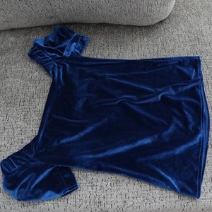 Royal Blue Velvet Boatneck Top